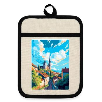 Tabor Tschechische Republik Vintage Reiseplakat WPA Kunst - Topflappen mit Gummirückseite - Leinen/Schwarz  - Vorne