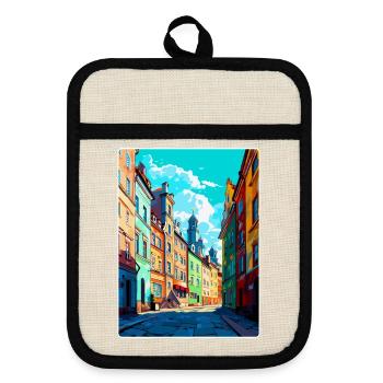 Pilsen Tschechische Republik Vintage Reiseplakat WPA - Topflappen mit Gummirückseite - Leinen/Schwarz  - Vorne