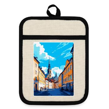 Olomouc Tschechische Republik Vintage Reiseposter WPA - Topflappen mit Gummirückseite - Leinen/Schwarz  - Vorne