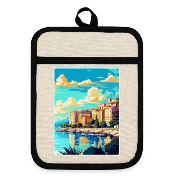 Cannes Frankreich Vintage Reiseplakat WPA Souvenir - Topflappen mit Gummirückseite - Leinen/Schwarz  - Vorne