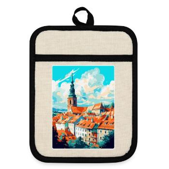 Mikulov Tschechische Republik Vintage Reiseposter WPA - Topflappen mit Gummirückseite - Leinen/Schwarz  - Vorne