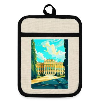 Schonbrunn Palace Austria Vintage Travel Poster - Pot holders with rubber back - linen/black  - Front