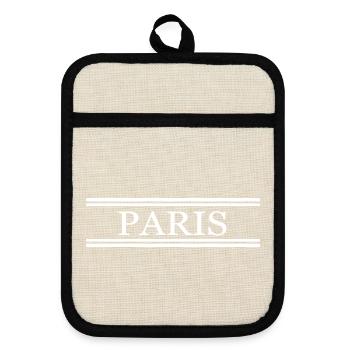 Paris France Chic - Topflappen mit Gummirückseite - Leinen/Schwarz  - Vorne