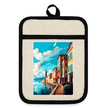 Bayonne Frankreich Vintage Reiseplakat Souvenir WPA - Topflappen mit Gummirückseite - Leinen/Schwarz  - Vorne