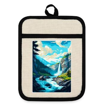 Affiche de voyage vintage des chutes d’Engstligen en Suisse - Maniques avec dos en caoutchouc - lin/noir  - Devant