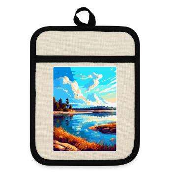 Warta Mouth Poland Vintage Travel Poster Souvenir - Pot holders with rubber back - linen/black  - Front