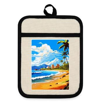Playa De Las Americas Spanien Vintage Reiseplakat - Topflappen mit Gummirückseite - Leinen/Schwarz  - Vorne