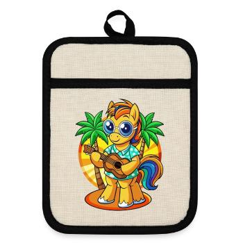 Drôle Pony Summer Beach Lunettes de soleil hawaïenne - Maniques avec dos en caoutchouc - lin/noir  - Devant