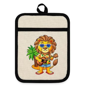 Funny Lion Summer Beach Sunglasses Hawaiian - Pot holders with rubber back - linen/black  - Front