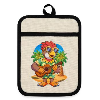 Funny Hawk Summer Beach Sunglasses Hawaiian - Pot holders with rubber back - linen/black  - Front