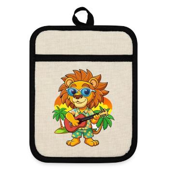Funny Lion Summer Beach Sunglasses Hawaiian - Pot holders with rubber back - linen/black  - Front