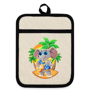 Lustige Elefant Cartoon Sommer Strand Sonnenbrille - Topflappen mit Gummirückseite - Leinen/Schwarz  - Vorne