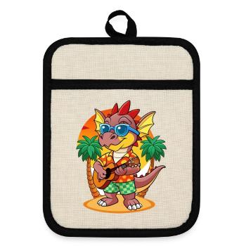 Lunettes de soleil de plage d’été de dessin animé de dragon drôle - Maniques avec dos en caoutchouc - lin/noir  - Devant