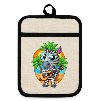 Funny Zebra Cartoon Summer Beach Lunettes de soleil guitare - Maniques avec dos en caoutchouc - lin/noir  - Devant