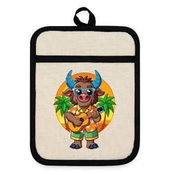 Lunettes de soleil de plage d’été Funny Buffalo Cartoon - Maniques avec dos en caoutchouc - lin/noir  - Devant