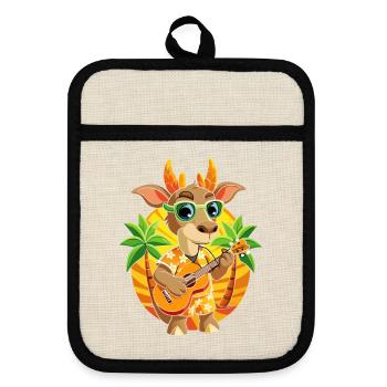 Funny Antelope Cartoon Summer Beach Sunglasses - Pot holders with rubber back - linen/black  - Front