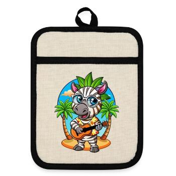 Funny Zebra Cartoon Summer Beach Lunettes de soleil guitare - Maniques avec dos en caoutchouc - lin/noir  - Devant