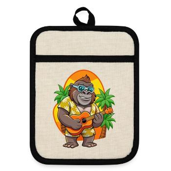 Funny Gorilla Cartoon Summer Beach Sunglasses - Pot holders with rubber back - linen/black  - Front