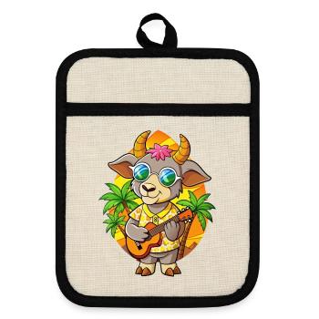 Funny Goat Cartoon Summer Beach Lunettes de soleil Guitare - Maniques avec dos en caoutchouc - lin/noir  - Devant