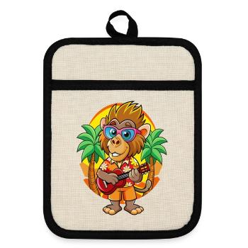 Lustige Pavian Cartoon Sommer Strand Sonnenbrille - Topflappen mit Gummirückseite - Leinen/Schwarz  - Vorne