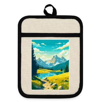 Durmitor National Park Montenegro Travel Poster - Pot holders with rubber back - linen/black  - Front