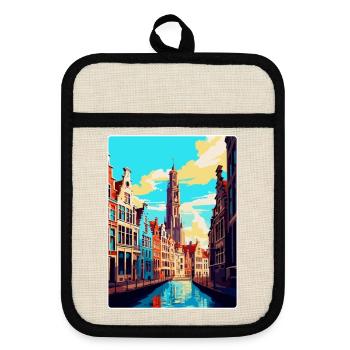 Anvers Belgique Affiche de voyage vintage Souvenir WPA - Maniques avec dos en caoutchouc - lin/noir  - Devant