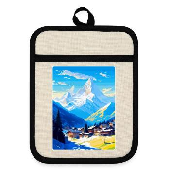 Chamonix France Affiche de voyage vintage Souvenir WPA - Maniques avec dos en caoutchouc - lin/noir  - Devant