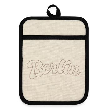 Berlin German Capital lettering - Pot holders with rubber back - linen/black  - Front