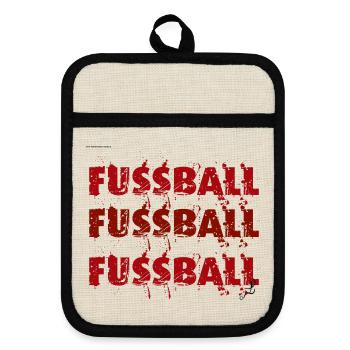 Fussball Fussball Fussball - Topflappen mit Gummirückseite - Leinen/Schwarz  - Vorne