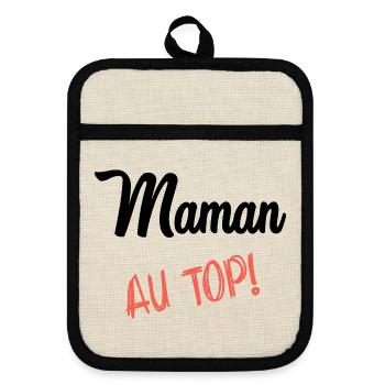 FÊTE DES MÈRES. BONNE FÊTE MAMAN. MAMAN - Maniques avec dos en caoutchouc - lin/noir  - Devant
