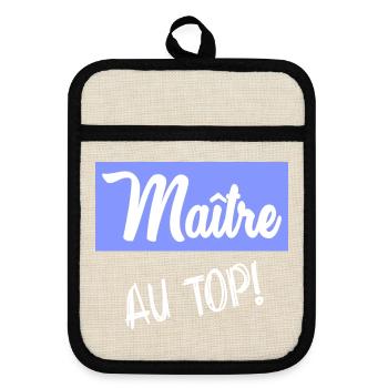 MEISTER. MEISTER. VIELEN DANK - Topflappen mit Gummirückseite - Leinen/Schwarz  - Vorne