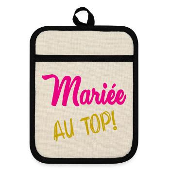 ICH KANN NICHT, ICH BIN VERHEIRATET - Topflappen mit Gummirückseite - Leinen/Schwarz  - Vorne
