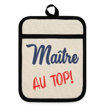 MEISTER AN DER SPITZE - Topflappen mit Gummirückseite - Leinen/Schwarz  - Vorne