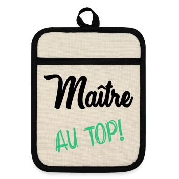 MEISTER. GELIEBTE. VIELEN DANK - Topflappen mit Gummirückseite - Leinen/Schwarz  - Vorne