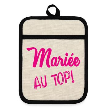 WEDDING. BRIDE-TO-BE. Bachelorette party. TEAM BRIDAL - Pot holders with rubber back - linen/black  - Front