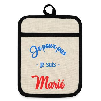 JE PEUX PAS. MARIE. FUTUR MARIE. EVJF. TEAM. TEAM - Maniques avec dos en caoutchouc - lin/noir  - Devant