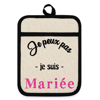 MARIEE. COEUR. COUPLE. JUST MARRIED. EVJF - Maniques avec dos en caoutchouc - lin/noir  - Devant