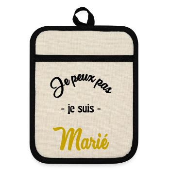 JUST MARRIED. EVJF - Maniques avec dos en caoutchouc - lin/noir  - Devant