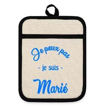 JUST MARRIED. EVJF. SAINT VALENTIN. COUPLE - Maniques avec dos en caoutchouc - lin/noir  - Devant
