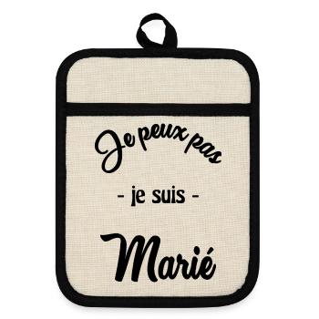 JE PEUX PAS. MARIE. EVJF - Maniques avec dos en caoutchouc - lin/noir  - Devant