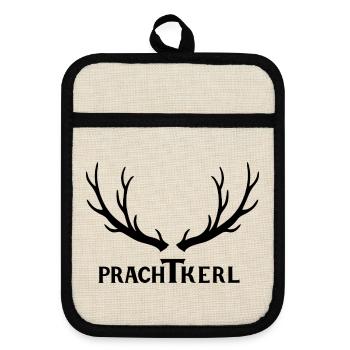 Magnificent deer antler gift - idea - Pot holders with rubber back - linen/black  - Front