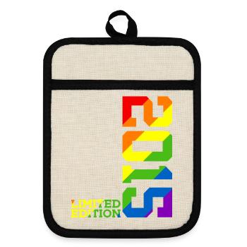 LGBTQ 2015 REGENBOGEN QUEER 10. GEBURTSTAG PRIDE - Topflappen mit Gummirückseite - Leinen/Schwarz  - Vorne