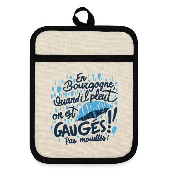 Bourgogne sous la pluie: pas mouillés - Maniques avec dos en caoutchouc - lin/noir  - Devant