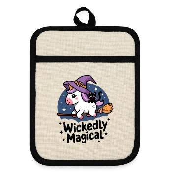 Wickedly Magical - Pot holders with rubber back - linen/black  - Front