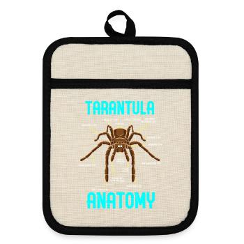 Anatomie de l’araignée tarante - Graphique drôle - Maniques avec dos en caoutchouc - lin/noir  - Devant