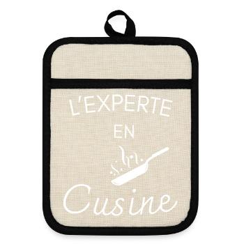L’experte en cuisine - Maniques avec dos en caoutchouc - lin/noir  - Devant