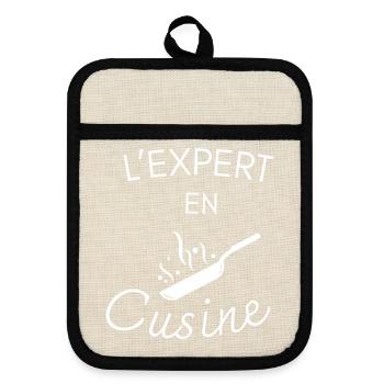 L’expert en cuisine - Maniques avec dos en caoutchouc - lin/noir  - Devant