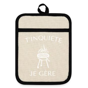 T’inquiète je gère - Maniques avec dos en caoutchouc - lin/noir  - Devant