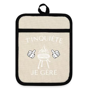 T’inquiète je gère - Maniques avec dos en caoutchouc - lin/noir  - Devant