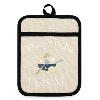 J’peux pas j’ai cuisine tablier humour - Maniques avec dos en caoutchouc - lin/noir  - Devant